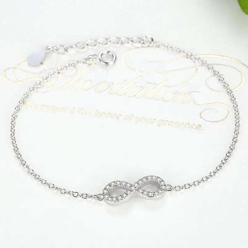 ELESHE Autentické Šperky Pulserias Darček 925 Sterling Silver Infinity Náramky pre Ženy Európskej Reťazí Crystal Náramky