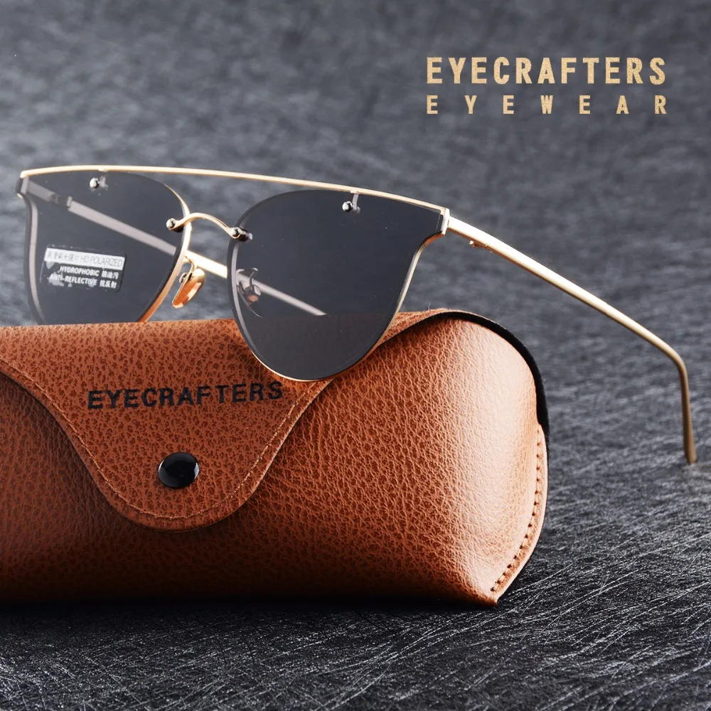 Eyecrafters Pôvodnej Značky Polarizované Slnečné Okuliare Módne Cat Eye Dámske Okuliare Dvojitý Most Rám Luxusné Dizajnér Odtiene