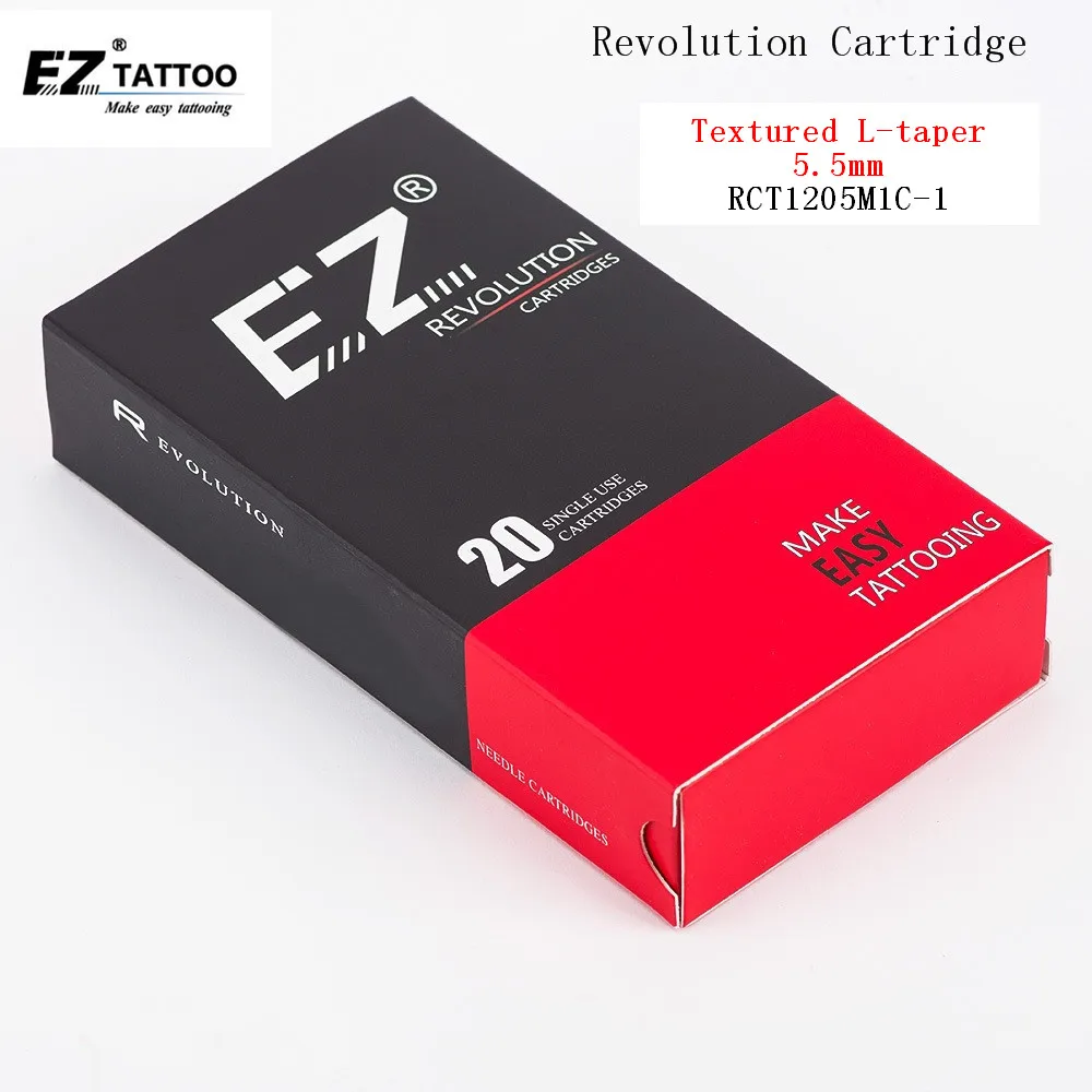 EZ Revolúcie Tetovanie Ihiel Cartridge Zakrivené Round Magnum # 12 (0.35 mm ) Dlhé Taper 5,5 mm bezpečnostné membrána vo vnútri, 20 ks /box