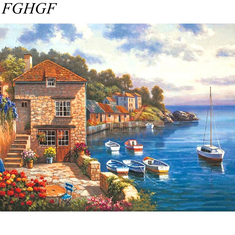 FGHGF Frameless Seascape Krajiny Maľovanie Podľa Čísel Súpravy Kreslenie, Maľovanie Podľa Čísel, Akrylové Farby Na Plátne Pre