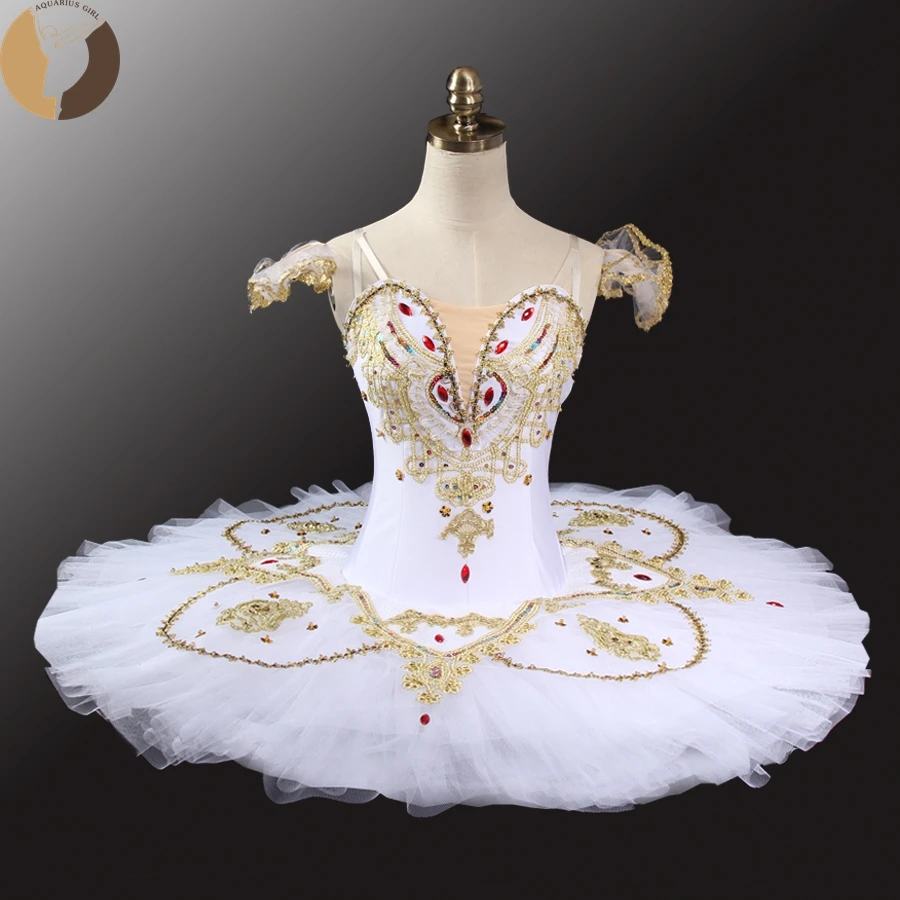 Fltoture CT0036A Snehu Swan Tanečné Kostýmy Biela Farba Zlatá Výzdoba Balet Tutus Dievča Profesionálne Tutu Sukne Deti Palacinka