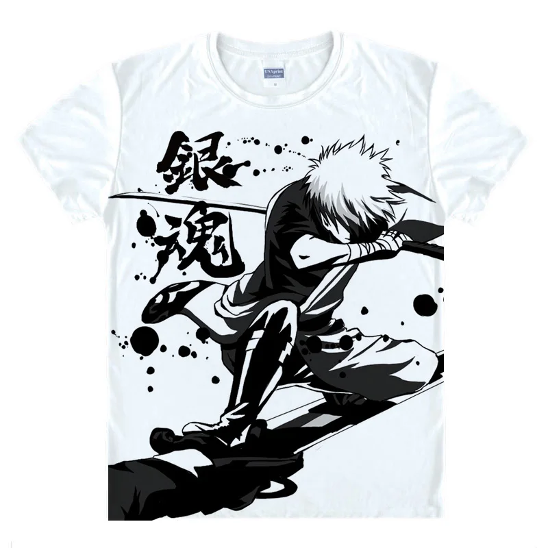 Gintama T-shirts kawaii Japonské Anime t shirt Manga Tričko Roztomilý Kreslený Striebro Duše Gin Tama Cosplay košele 40244441291 tee 358