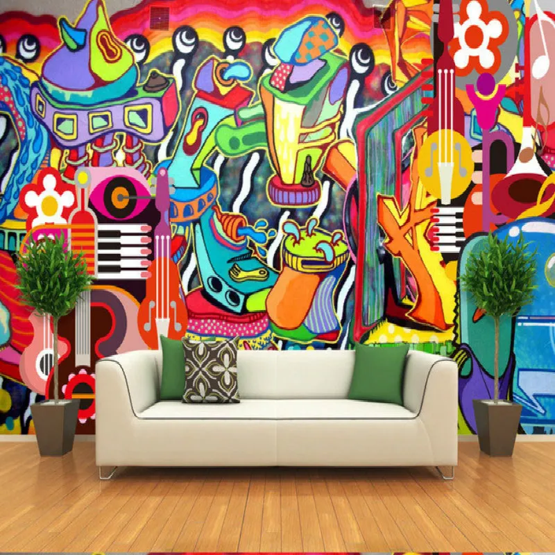 Graffiti maľované veľké nástenné 3D tapeta TV pozadie obývacia izba, spálňa nástenné maľby trojrozmerného 3D tapety