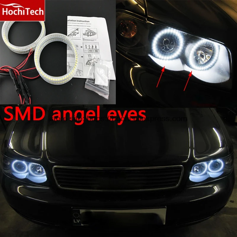 HochiTech Ultra svetlé biela SMD LED angel eyes 2000L 12V halo krúžkov daytiem beží DRL svetlo pre audi A4 B6 rokov 2000-2006
