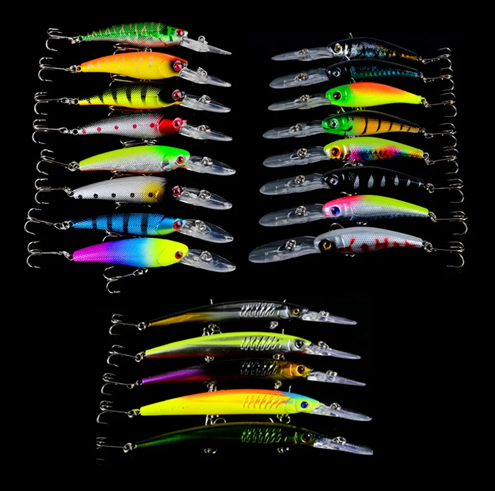 Horúce 21pcs/veľa Rybárske Lure Zmiešané Rybárske Náčinie 21 Color Mix 3 Modely Minnow Rybárske Návnady