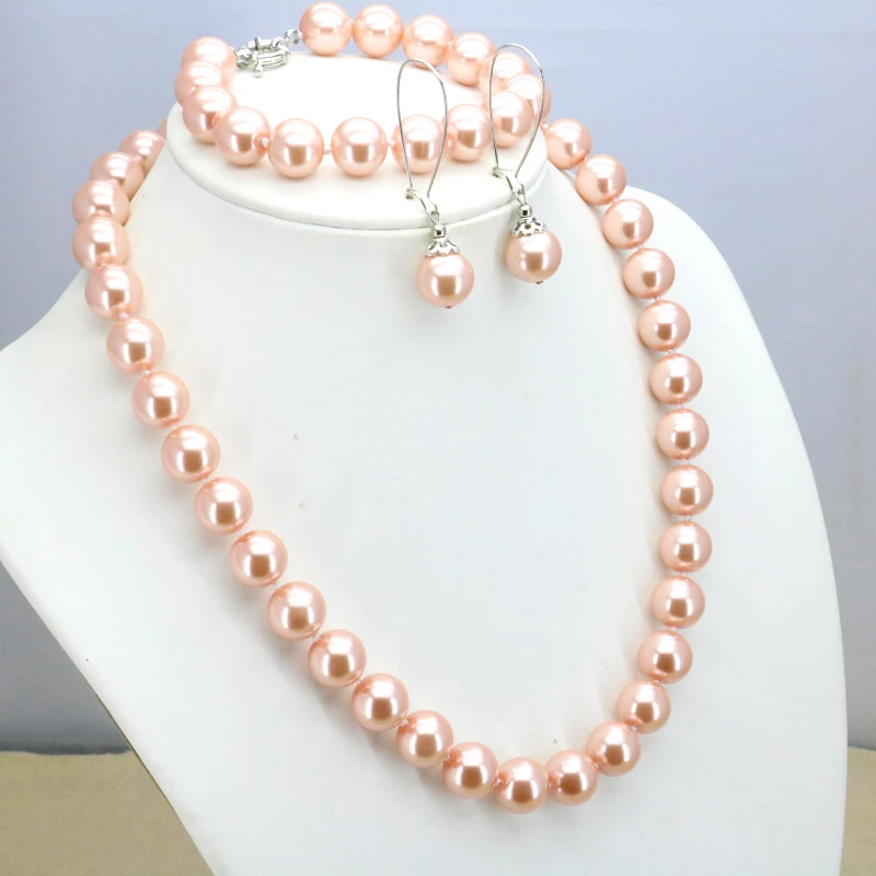 Horúce !Svetlo oranžové sklo, pearl 12mm reťazca náhrdelník nastaviť náhrdelník 18