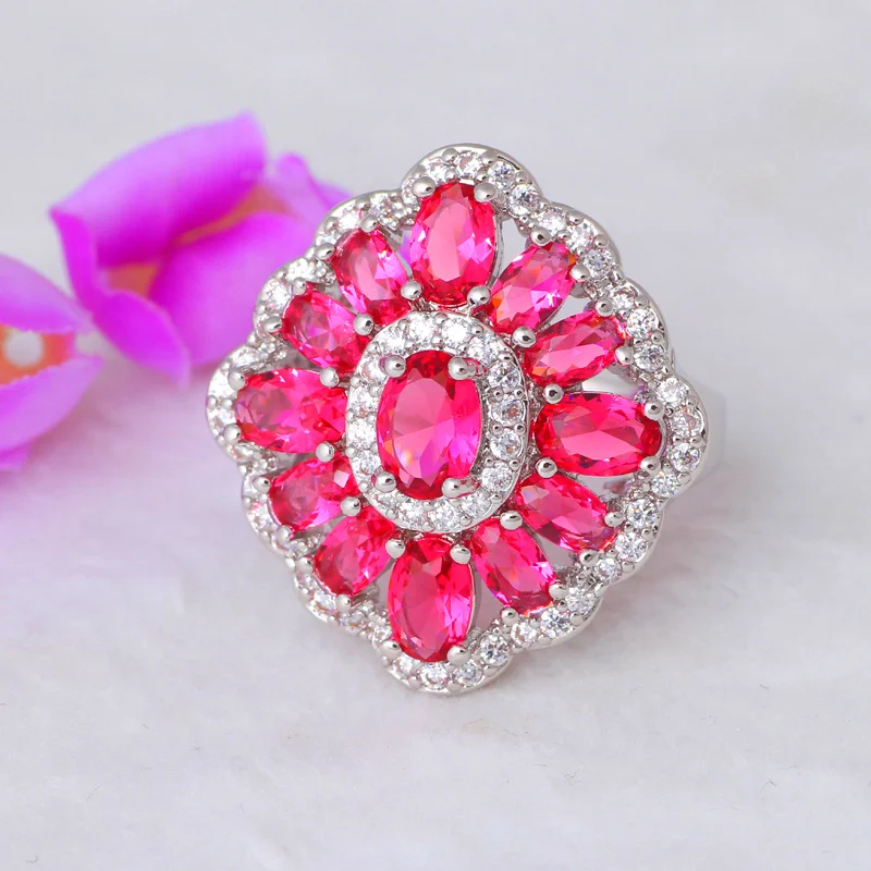 Hot Predaj Crystal Krúžky Kvalitné Strieborné Pečiatkou Rose Zirkón Módne Šperky Strany Krúžok USA Veľkosť #6#7#8#9#10 JR2117