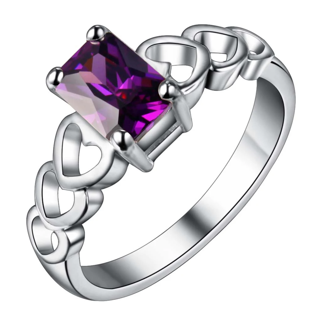 Hot Predaj striebra, pozlátený Krúžky pre ženy, strieborné šperky, módne šperky, módne krúžok fialová crystal/aicaizja R217