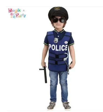 Hra Halloween Zobraziť Policajt dieťa chlapec Polícia Cosplay Polícia Vesta Roztomilý CHLAPEC Detí Výkon Oblečenie