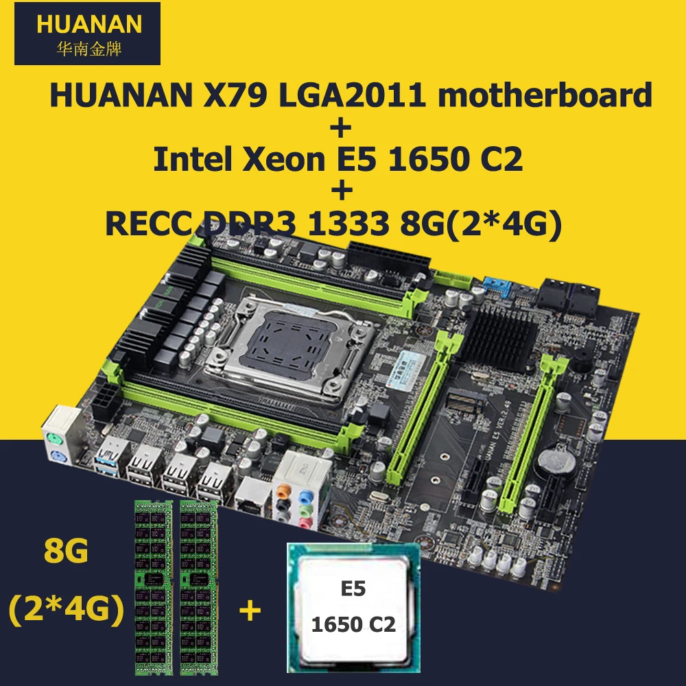 HUANAN V2.49 X79 doske CPU RAM kombá Xeon E5 1650 C2 CPU (2*4G)8G DDR3 RECC memorry všetko dobré testované záruka 2 roky