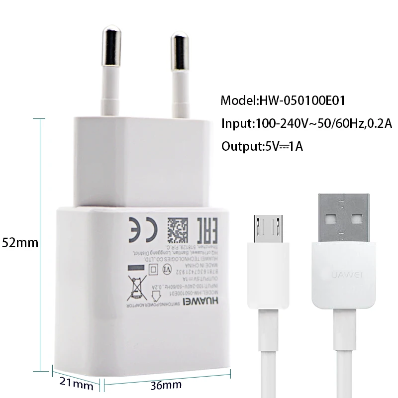 Huawei Originálne Nabíjačky 5V1A Micro USB Dátový Kábel česť 4 5 6 8 lite Ascend G7 G8 G9 P6 P7 P8 Pro Nástenné Travel adaptér EÚ Nabíjačka