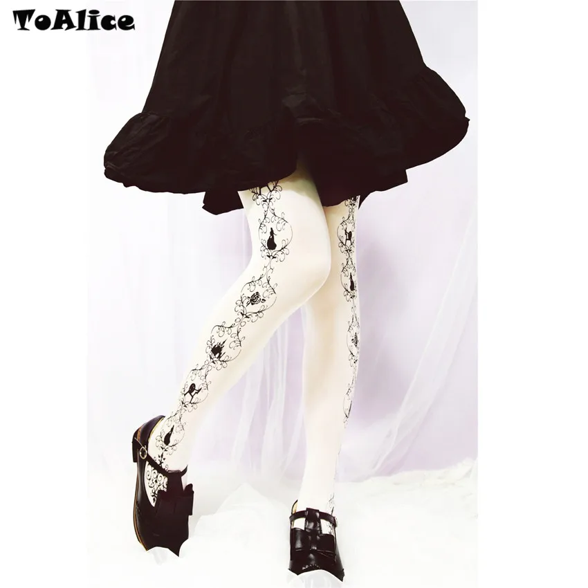 Japonský Lolita Rose Hrad Vytlačené Velet pančuchové Nohavice Pantyhose Princezná 120D Pančuchy, 5 Farieb