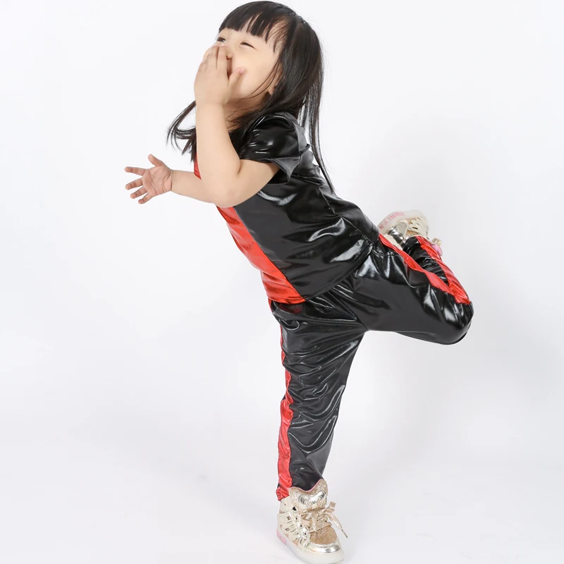 Jar Jeseň Roku 2017 Dieťa Dospelých Hip Hop Nohavice Strane Červené Patchwork Fáze Výkonu Nosenie Jazz Zobraziť Tanečné Oblečenie Hárem Nohavice