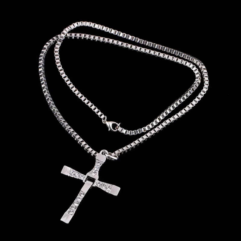Jiayiqi vintage náhrdelník zarážajúce punk kríž strieborná farba módne muž crystal náhrdelníky a prívesky, šperky pánske 2017