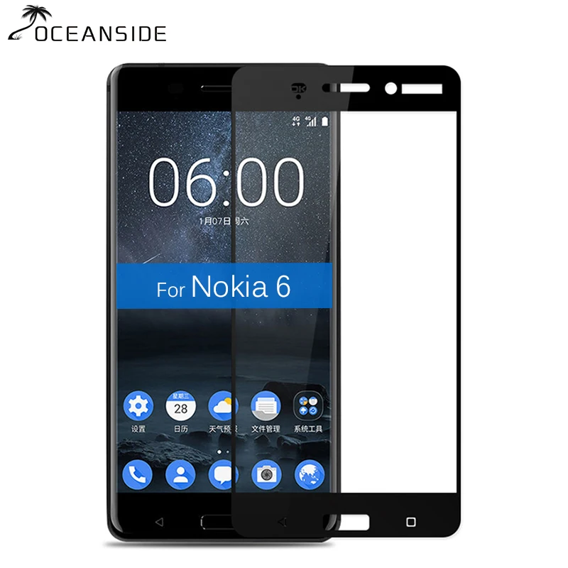 Kompletný Ochranný Kryt Pre Nokia 6 Tvrdeného Skla Screen Protector Bezpečnosti 9H Pokrýva Film Na Nokia6 Šesť ta-1000 Android 7 5.5