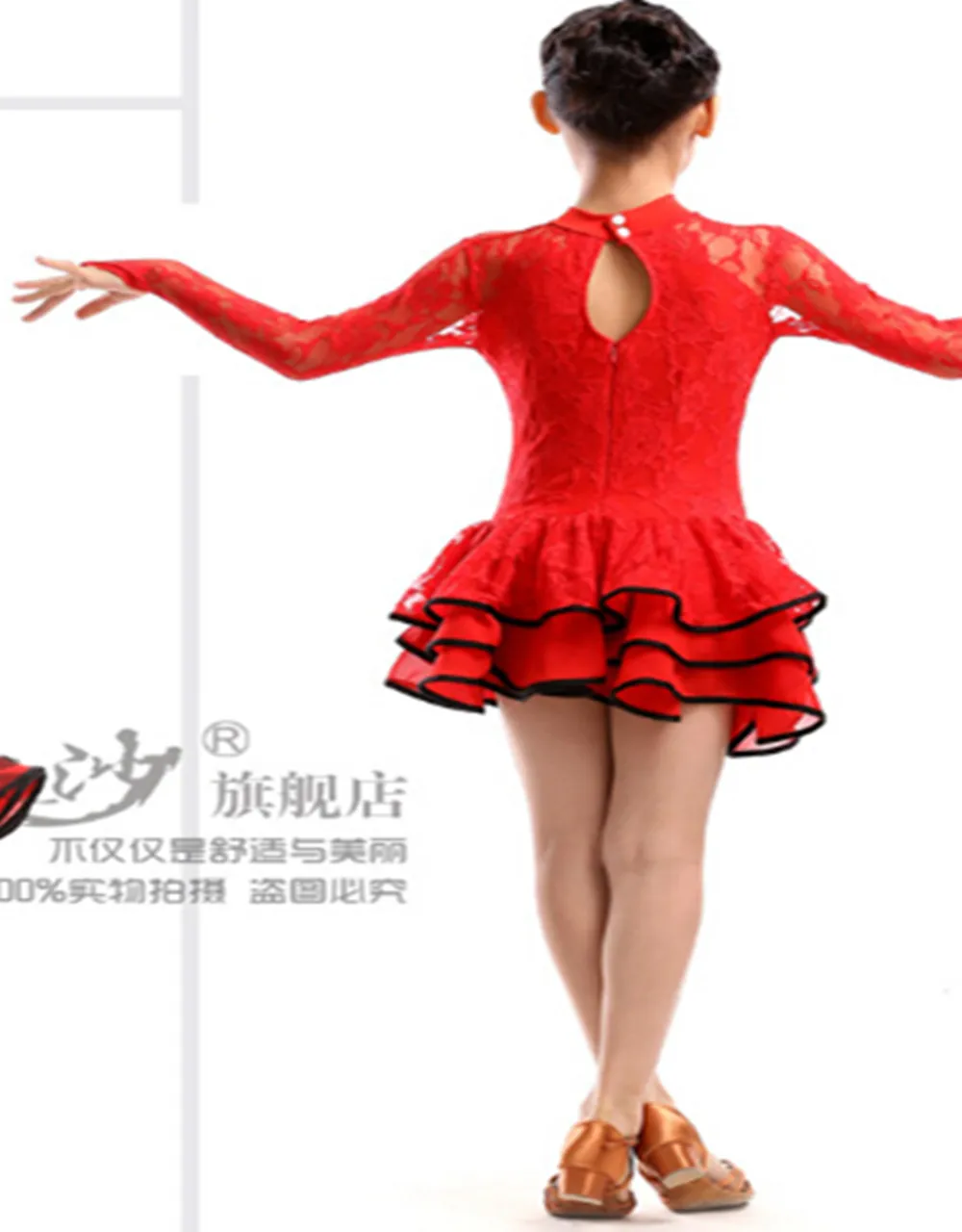 Kostým červená modrá čierna biela žltá modrá ružová rumba latinskej cha-cha tanečné šaty dievča dieťa tango samba professiona 110-160 cm