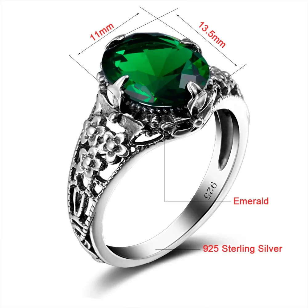 Kúzlo 925 Sterling Silver Šperky Krúžok Kvet, Zelená Drahokamu Vintage Crystal Prstene Pre Ženy, Svadobné bijoux sos express