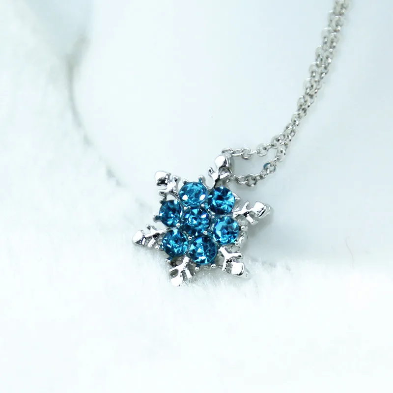 Kúzlo Vintage lady Blue Crystal Snowflake Zirkón Kvet Krátke Náhrdelníky & Prívesky, Šperky pre Ženy Bijoux V Ruke x24