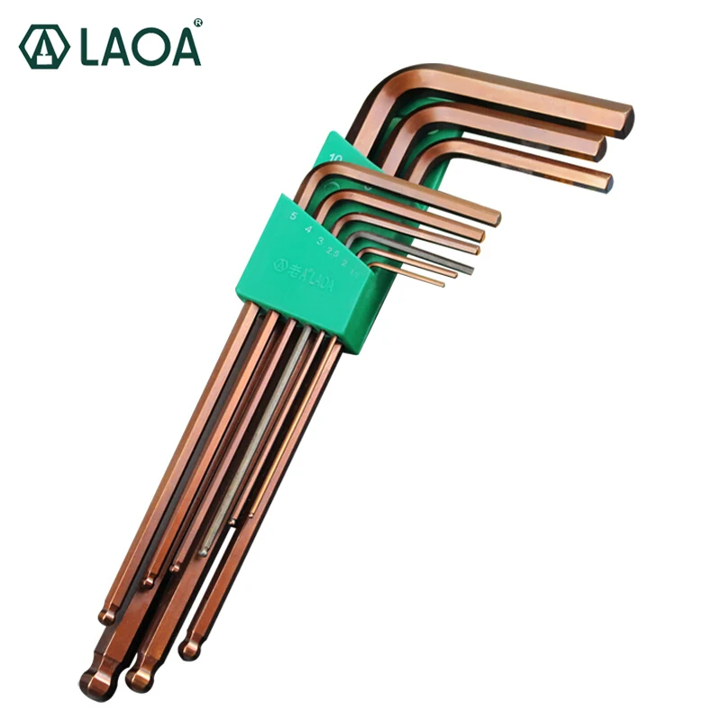 LAOA S2 materiál 9pcs predĺžiť plochou hlavou šesťhranný kľúč nastaviť chave catraca Zásuvky kľúča univerzálne kľúče 1.5-1.0 mm