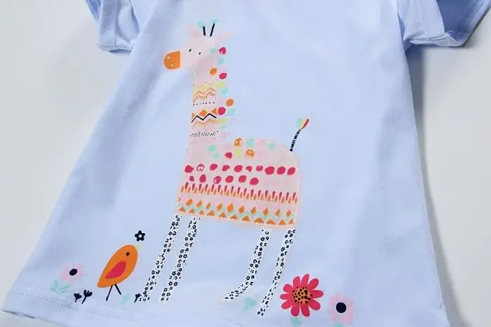 Letné baby girl topy tees,tlačené roztomilý kreslený žirafa ,bavlna deti T tričko, Nové oblečenie v štýle (1-6 rokov)