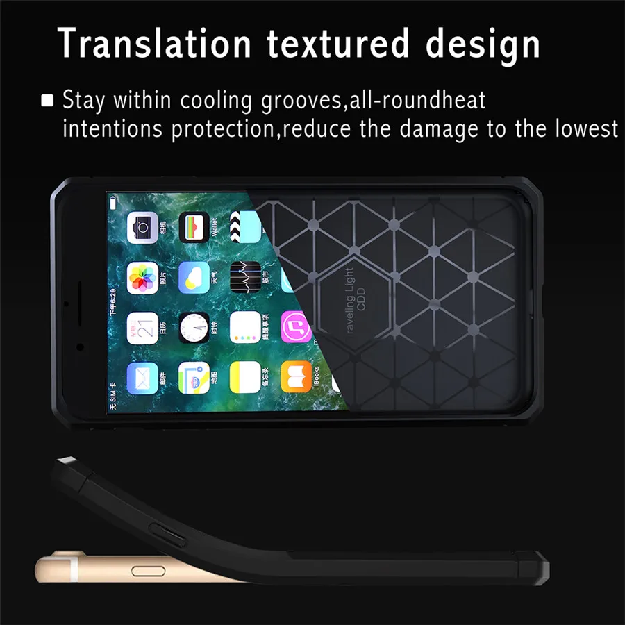 Luxusné Mäkké Späť Silikónové puzdro pre iPhone 7 Prípade 6s Plus iPhone 6 Prípade Uhlíkových Vlákien Plnú Ochranu pre iPhone 5s puzdro p25