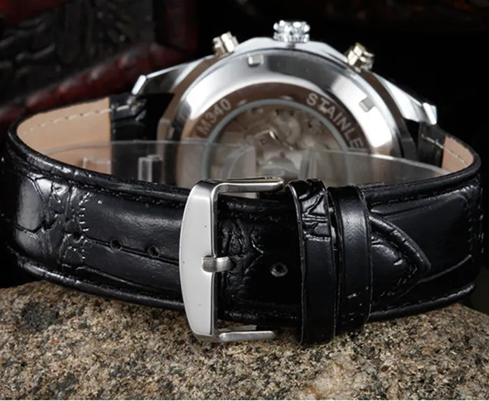 Luxusné Značky VÍŤAZ Módne pánske Hodinky Kostra Ruky-Navíjanie Mechanické Náramkové hodinky kostra vojenské hodiny Relogio Masculino