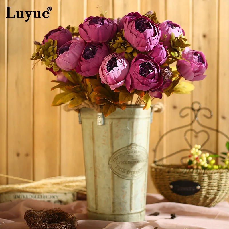 Luyue kvety, umelé kvety Ročníka Európskej Pivónia Svadobné Hodváb Umelé Kvety Domov Festival Dekorácie 13 Pobočiek