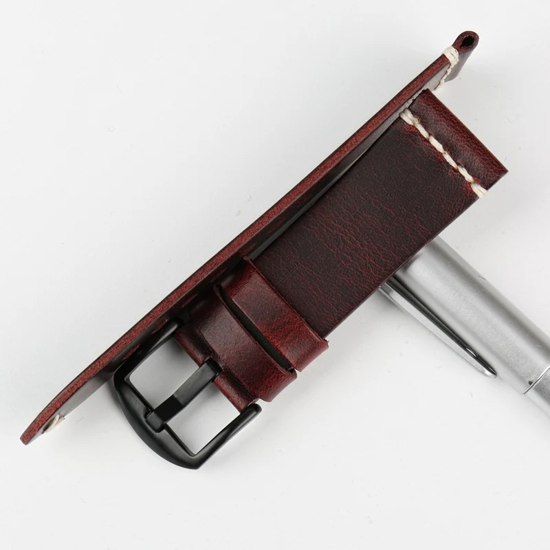MAIKES Vintage Kožený Remienok Hodiniek Kapela Greasedleather Sledovať Príslušenstvo Náramok 22 mm 24 mm Červená Watchband