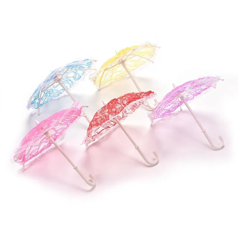 Miniatúrne Lady Parasol Čipky Dáždnik Bábiky Príslušenstvo Domček Pre Bábiky Dekor M09