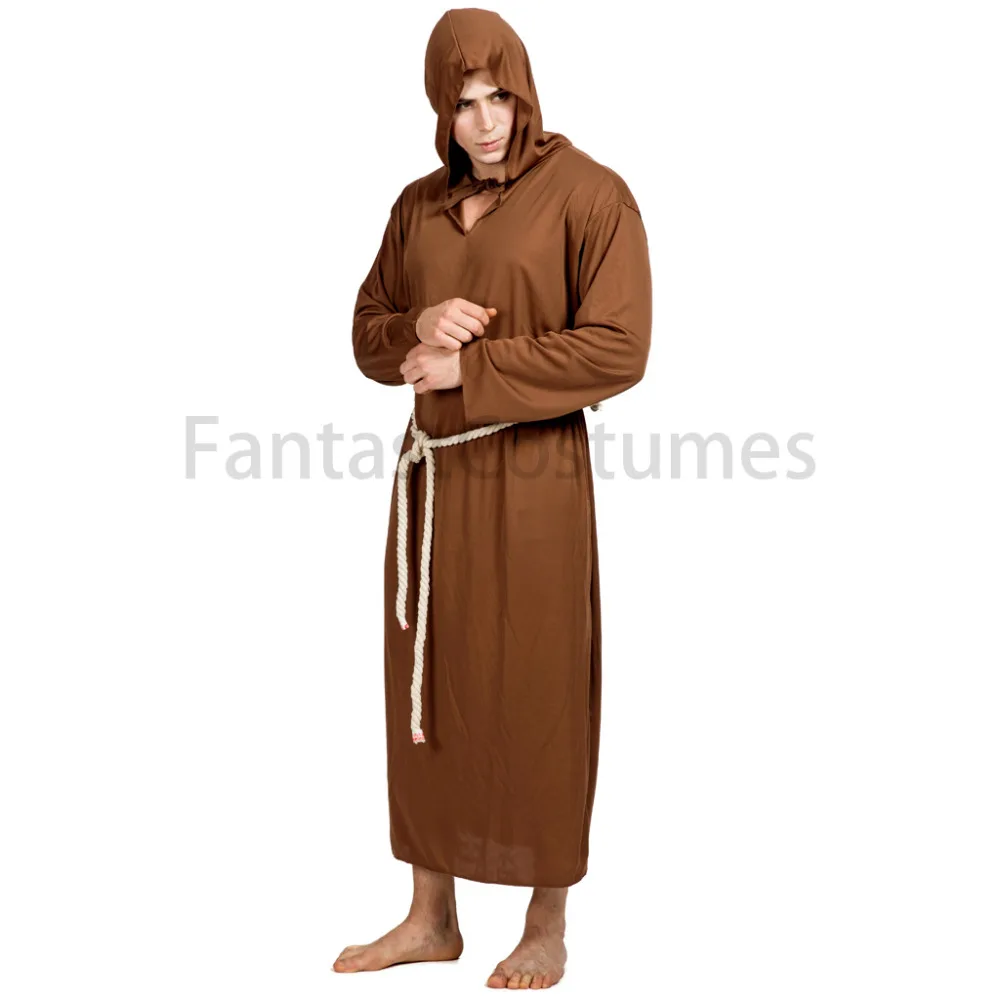 Mních S Kapucňou Kostým Jedi Master Bojovník Obi-Wan Kenobi Plášť Plášť Cape Stredoveké Renesančné Kňaz Cosplay Kostým Tunika Oblek
