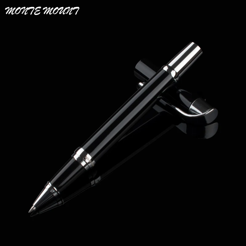 MONTE MOUNT Vysokej Kvality Office Školy Grafické efekty Black silver klip Luxusné roller guličkové pero