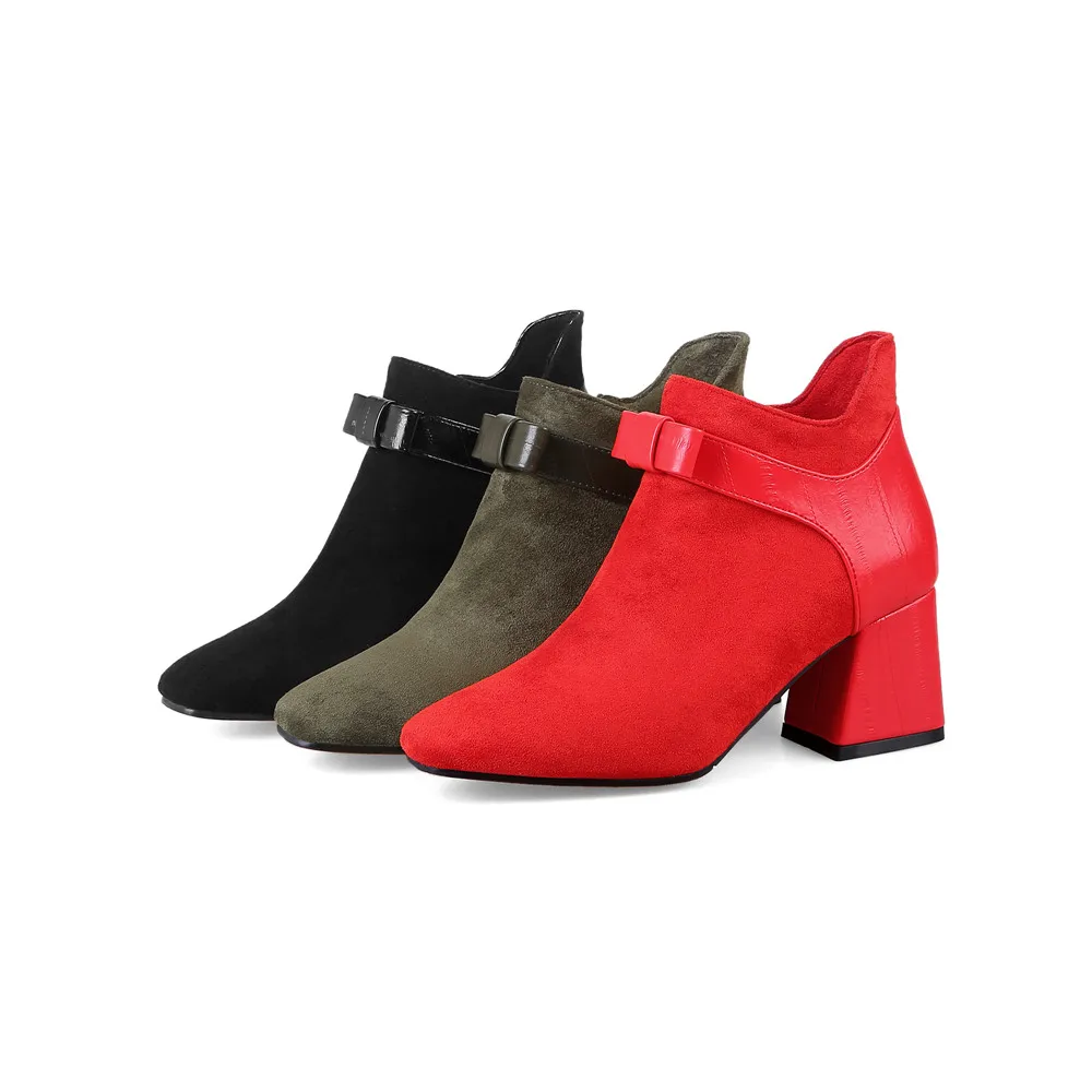 MoonMeek black red móda jeseň zima nový príchod dámske topánky štvorcové prst dámy topánky na zips námestie podpätku, členkové topánky