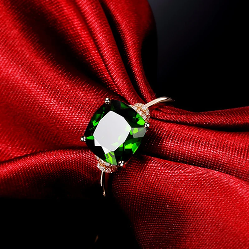 MOONROCY Cubic Zirconia Green Crystal Strany CZ Snubné Prstene Námestie Šperky Veľkoobchod pre Ženy, Dievča, Darček Dámske Prst Drop