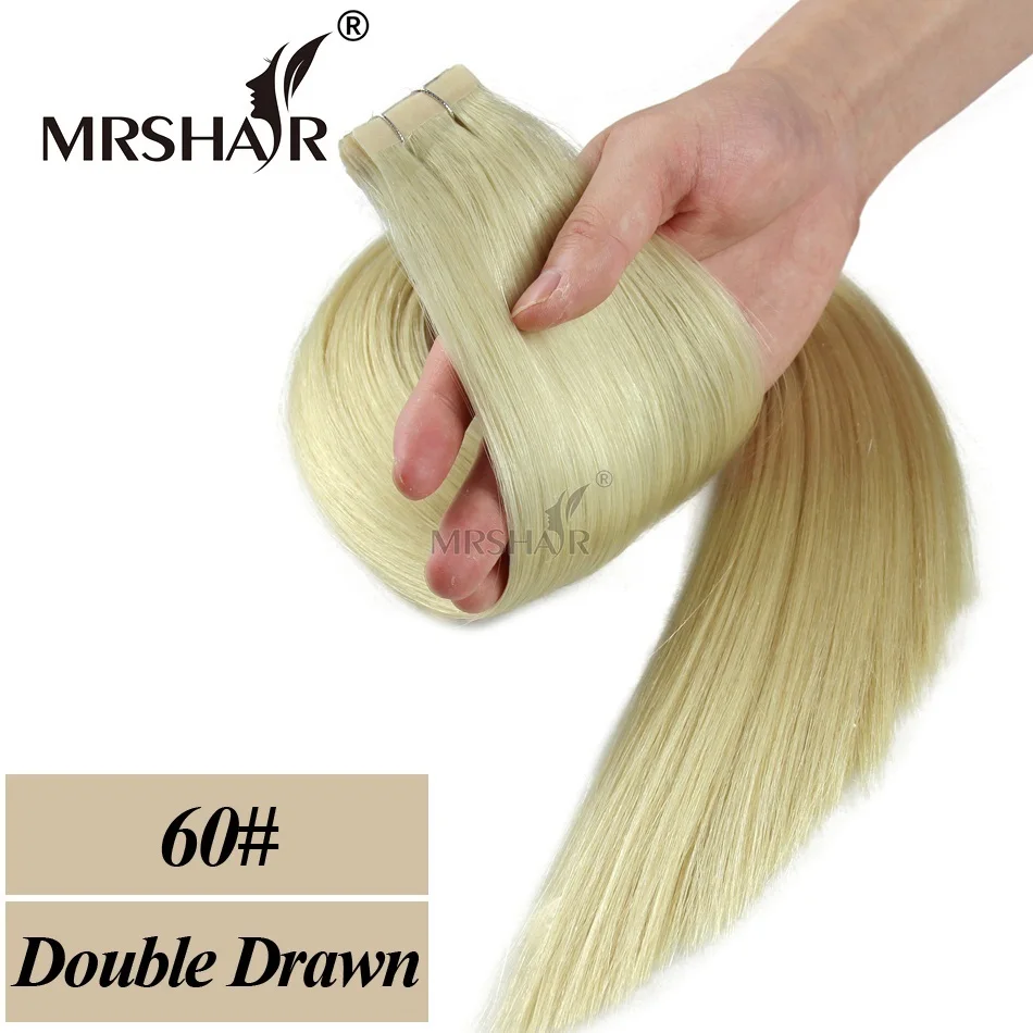 MRSHAIR Páske Remy Ľudské Vlasy Rozšírenia Dvojité Vypracovaný Vlasy Remy Rovno Zväzky Väzbe Na Lepidlá Bezproblémové Vlasy na Blond
