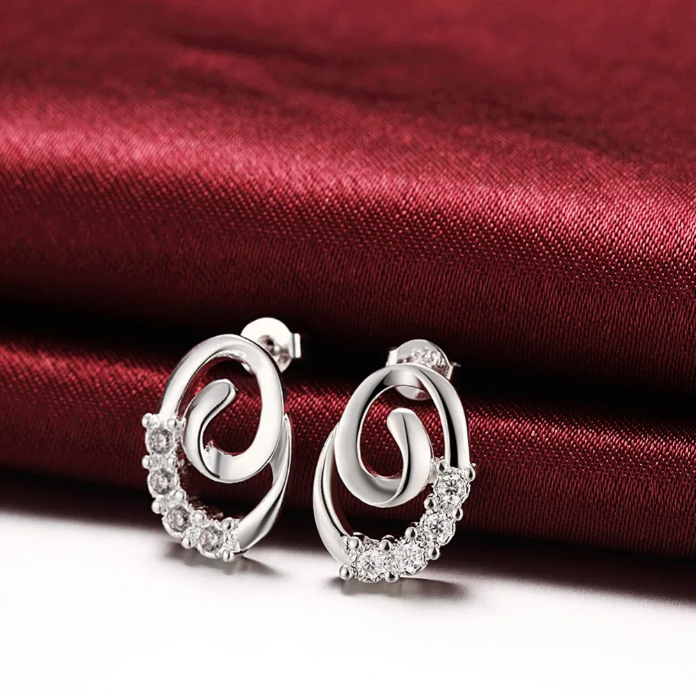 Najpredávanejšie tvorivé šperky 925 sterling silver rotujúce náušnice zirkón elegantné dámy príslušenstvo módny salón