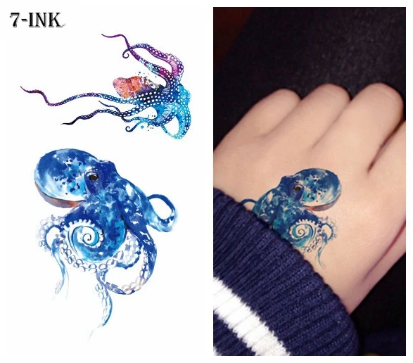 Nepremokavé Dočasné Tetovanie nálepky, farbu Mora Octopus tetovanie Vody Prenos falošné tatto flash tatto 10.5*6 cm pre dieťa muž žena