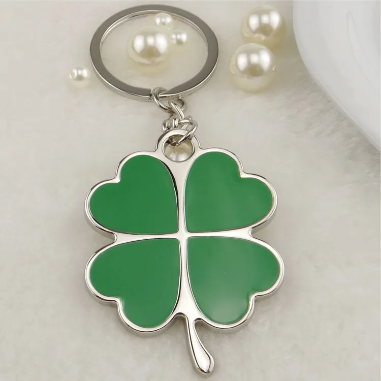 Nerezová Vysoko Kvalitný Zelený Listový Keychain Módne Tvorivé Krásne Four Leaf Clover Ocele Šťastie Prívesok Na Šperky Keyring