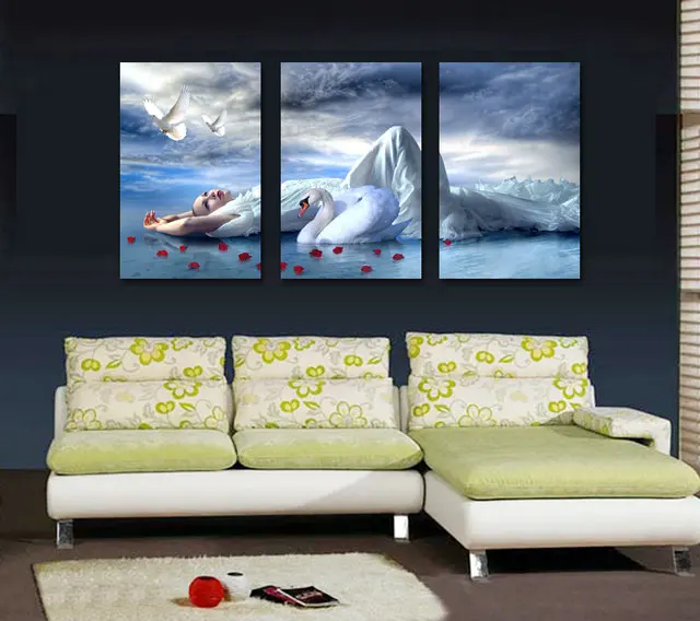 Nezarámované 3 Ks Veľké HD Vytlačené Na Labutie Jazero Plátno Umenie Domov Decorarions Spálne obrazov na Stenu pre obývacie Izby