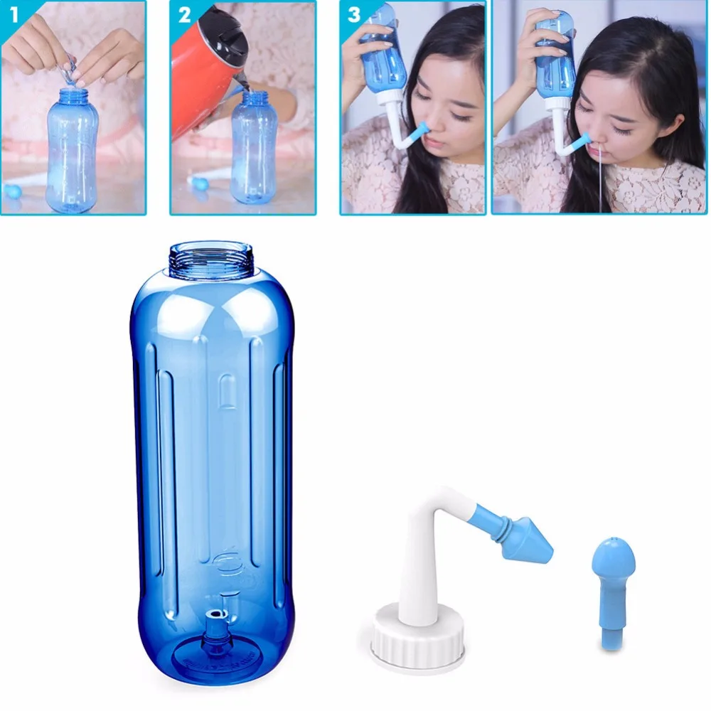 Nos Nosovej Umývanie Systém Hrniec Sinus Alergie Úľavu Opláchnite Neti Deti, Dospelých, 500 ml Plastová Modrá Fľaša Vybavenie Praktické Nové