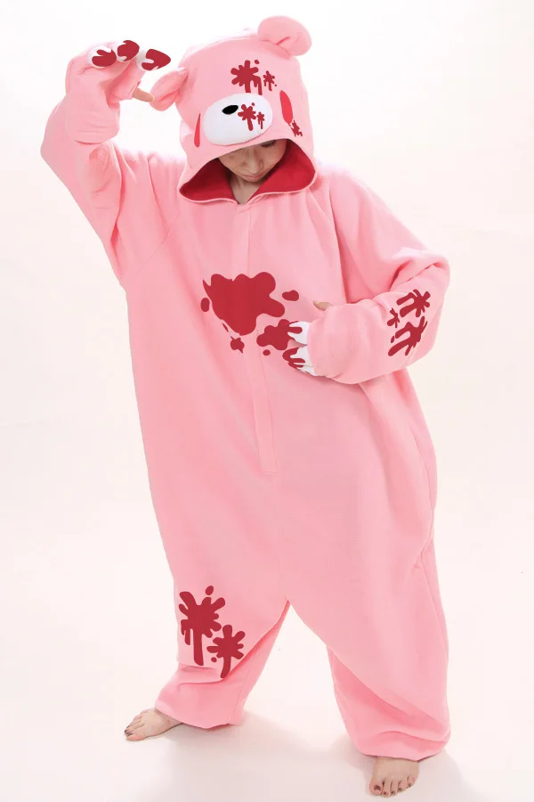NOVÉ Japonskom Anime Gloomy medveď onesies zvierat vyhovuje Zvierat cosplay pyžamo pyžamo Pink/Black Bear Jumpsuit Dospelých Halloween Kostým