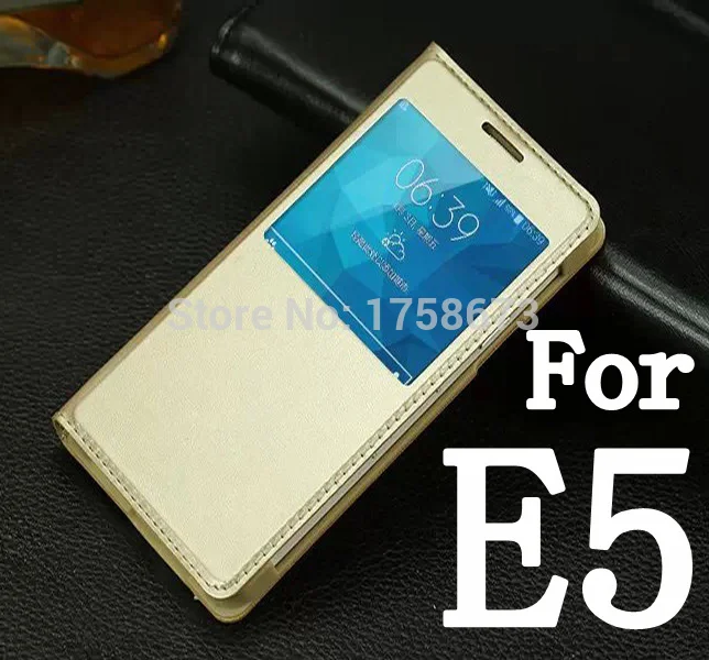 Nové Kožené puzdro Flip Pre samsung galaxy E5 E5000 E500 Luxusné Smart Zobraziť Telefónne taška Kryt