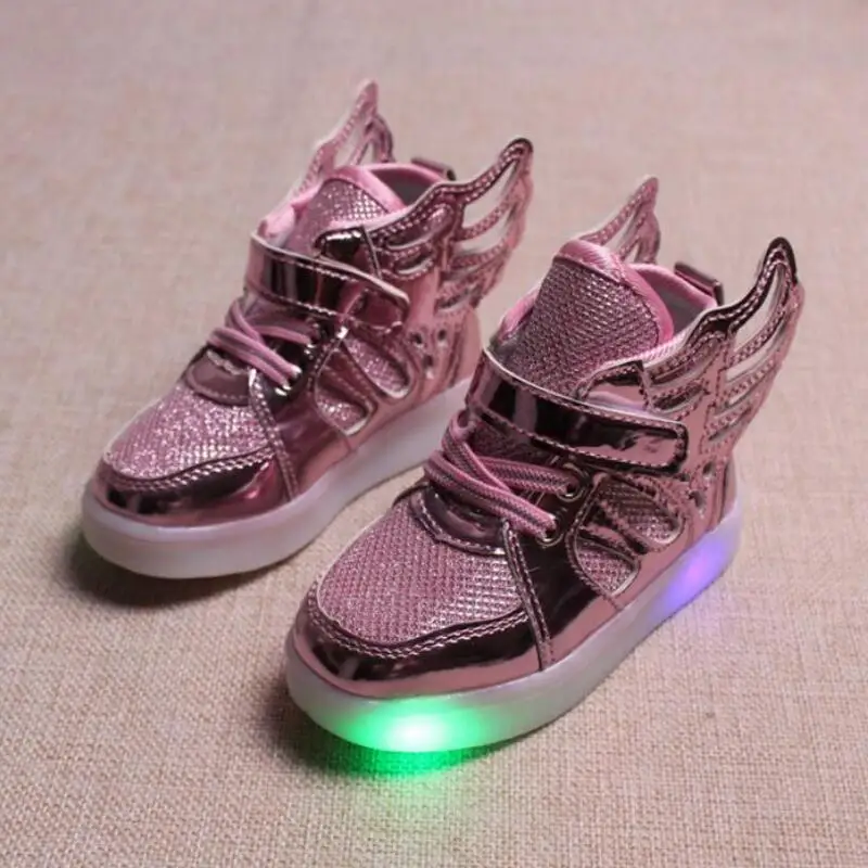 Nové Módne deti LED sa rozsvieti Svetelná topánky chlapci dievčatá krídlami svietiacimi tenisky bežné deti osvetlenie veľkosť topánok, 21-30