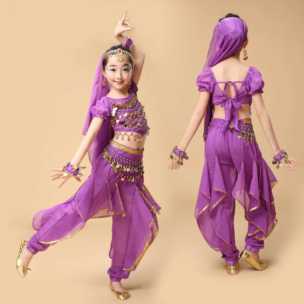 Nové Ručné Deti Kostýmy Brušného Tanca Deti Brušný Tanec Dievčat Indický Bollywood Výkon tanec Handričkou 8 Farieb