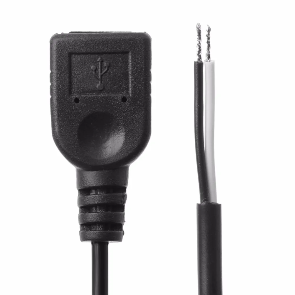 OOTDTY 1Pc USB 2.0 Typu Žena Jack 2 Kolík 2 závory Napájanie nabíjací Kábel Kábel Konektor DIY 30 cm