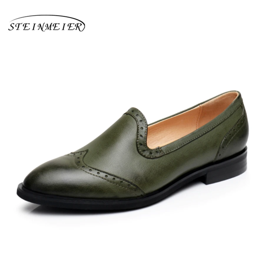 Originálne kožené žena veľkosť 9 dizajnér yinzo vintage ploché topánky kolo prst ručné zelená modrá hnedá oxford topánky pre ženy 2017