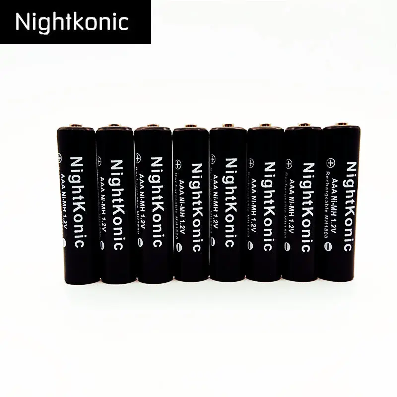 Pôvodné Nightkonic 8 KS/VEĽA 1.2 V MH Batérie veľkosti AAA NI-MH Dobíjacie Batérie ČIERNY