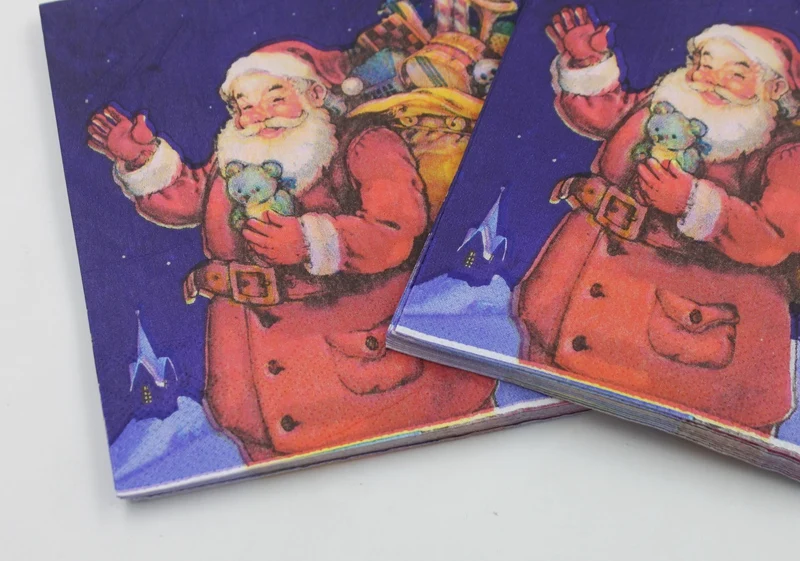 [RainLoong] Santa Vianočné Papierové Obrúsky Slávnostné & Party Dodáva Tkaniva Detské Dekorácie Serviettes Pre Dekorácie Decoupage