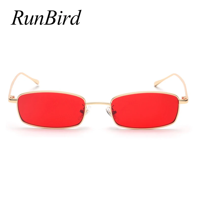 RunBird Tenký Obdĺžnik slnečné Okuliare Ženy Kovové Malé Námestie, Slnečné Okuliare Mužov Jasné, Červená Ružová Žltá UV400 Kovový Rám Okuliarov 1283R