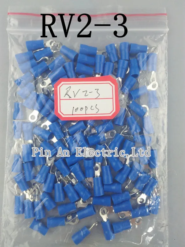 RV2-3 Modré 22-16 AWG 1.5-2.5mm2 Izolované prstencom Konektor Kábel Connect Vodič 100KS/Bal RV2.5-3 RV