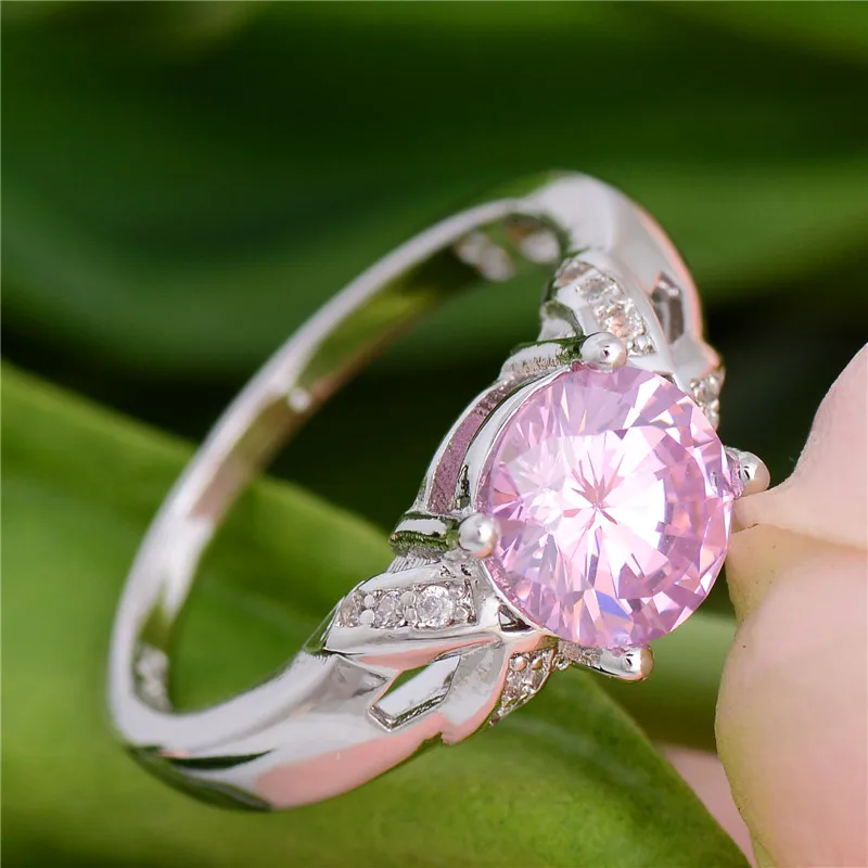 SHUANGR Kúzlo Fantázie Shinning Ružová CZ Zirkón šperk striebornej Farbe Snubné prstene pre ženy, Veľkosť 6 7 8 9 10 bague luxusné bijoux